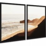 Kit 2 Quadros Praia Areia Degradê Marrom