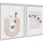 Kit 2 Quadros Ultra Minimalistas Neutros Boho