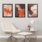 Kit 3 Quadros Abstratos Marrom Terracota
