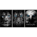 Kit 3 Quadros Animais Disciplina Foco Execução