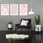 Kit 3 Quadros Arte Matisse Rosa - Coral
