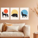 Kit 3 Quadros Decorativos Animais Boho