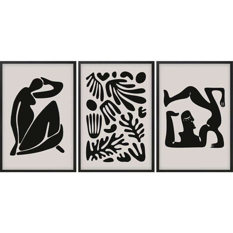 Kit 3 Quadros Decorativos Matisse Escultura PB