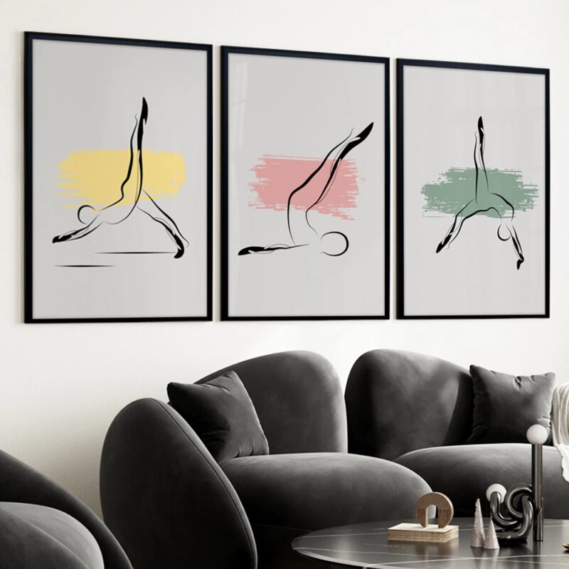 Kit 3 Quadros Decorativos Pilates - Abstratos