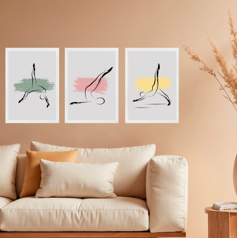 Kit 3 Quadros Decorativos Pilates - Abstratos