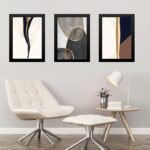 Kit 3 Quadros Elegantes Neutros Abstratos