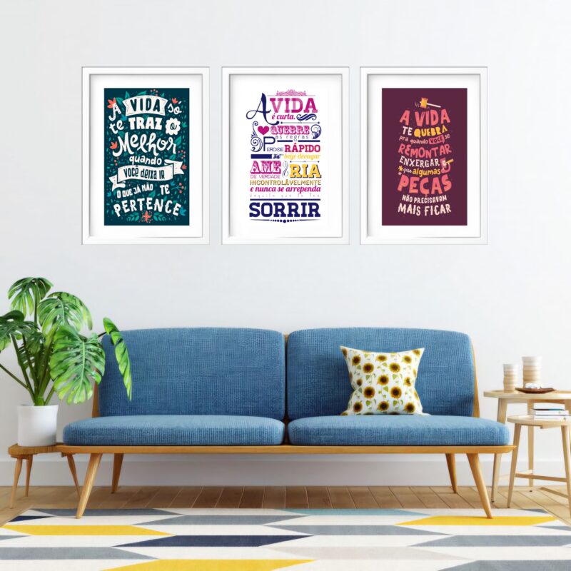 Kit 3 Quadros Grandes A Vida ... 60x48cm - Image 2