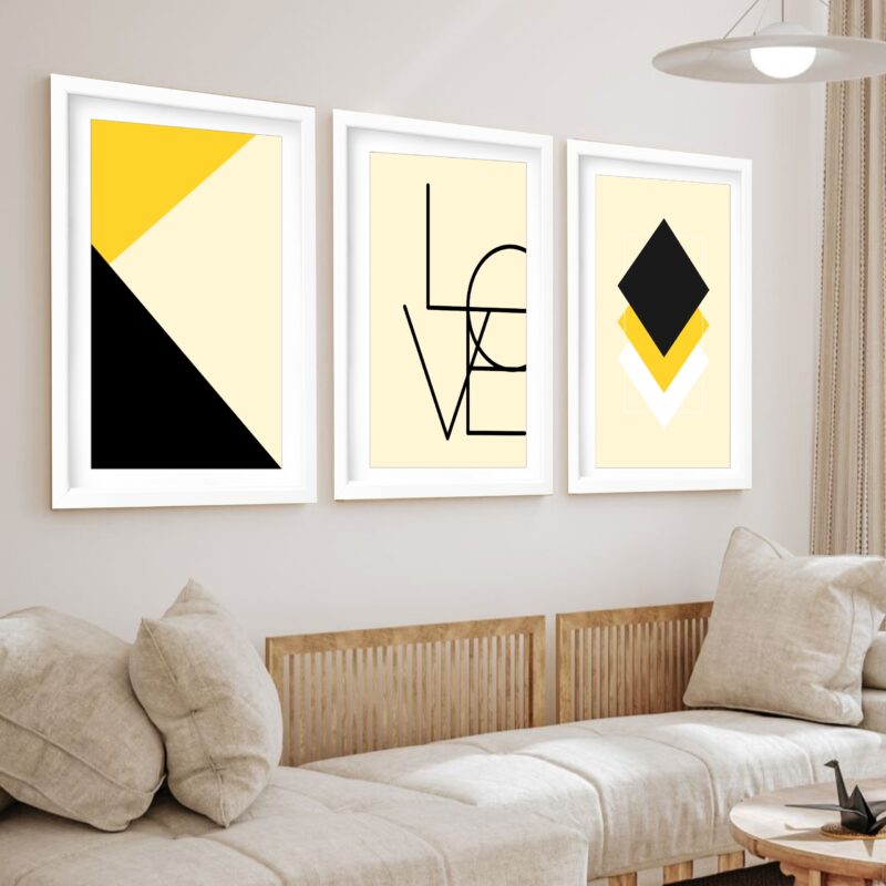 Kit 3 Quadros Grandes Abstrato Love 60x48cm - Imagem 2