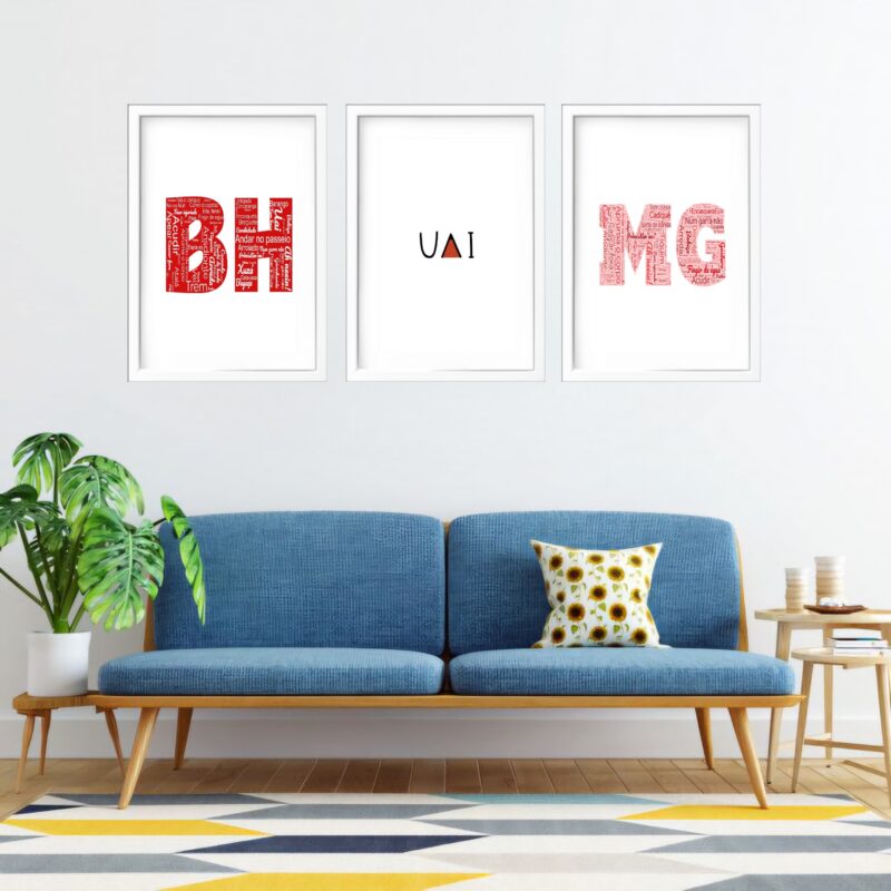Kit 3 Quadros Grandes BH Uai MG 60x48cm - Image 2