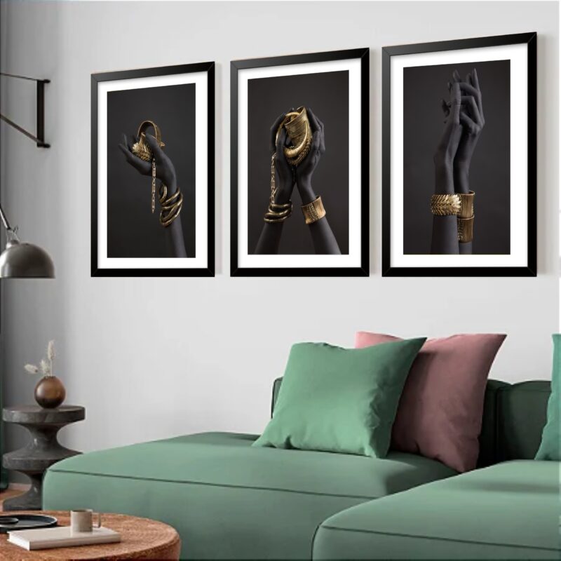 Kit 3 Quadros Grandes Braceletes 60x48cm