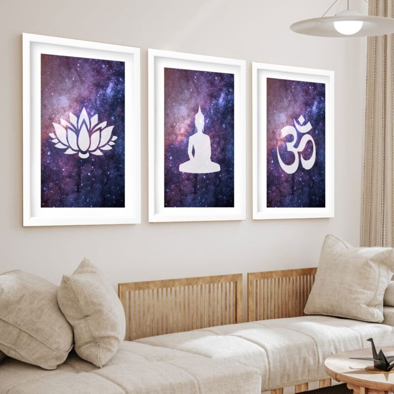 Kit 3 Quadros Grandes Budismo Galaxy 60x48cm - Image 2
