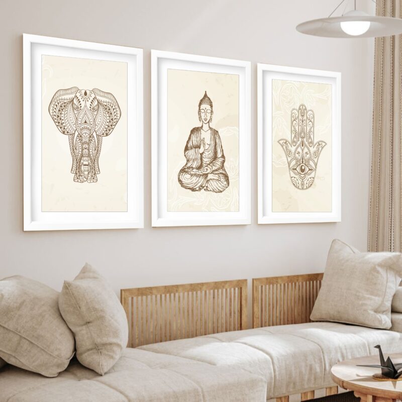 Kit 3 Quadros Grandes Budismo 60x48cm - Image 2