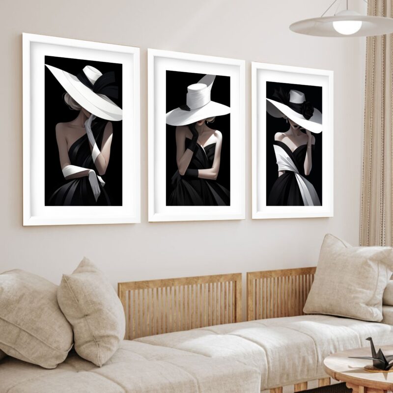 Kit 3 Quadros Grandes Dama 60x48cm - Image 2