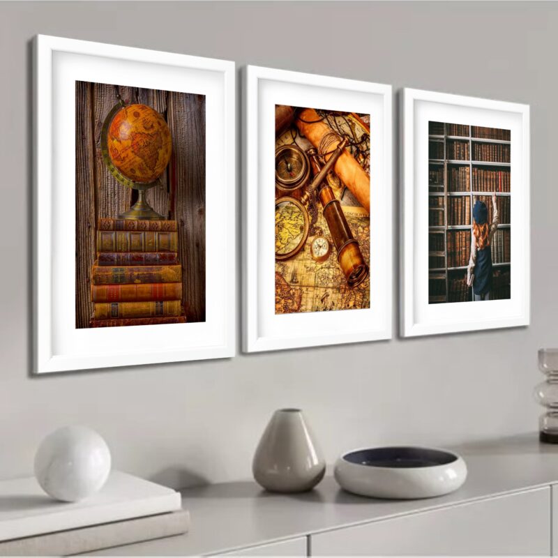 Kit 3 Quadros Grandes Descubra o Mundo 60x48cm - Image 2