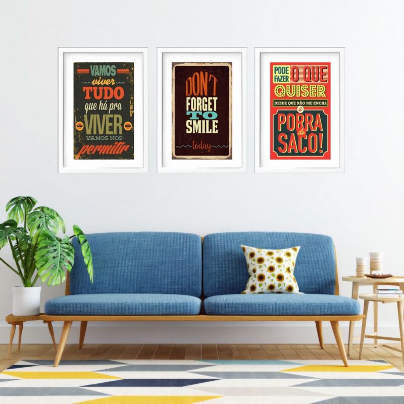 Kit 3 Quadros Grandes Don't Forget to Smile 60x48cm - Image 2