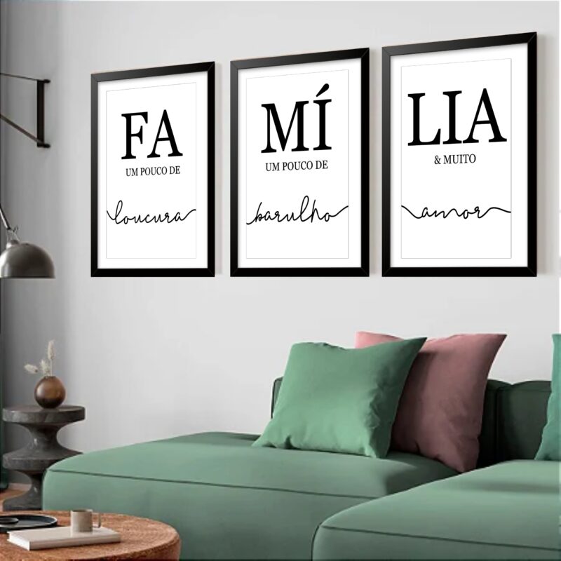Kit 3 Quadros Grandes Família 60x48cm