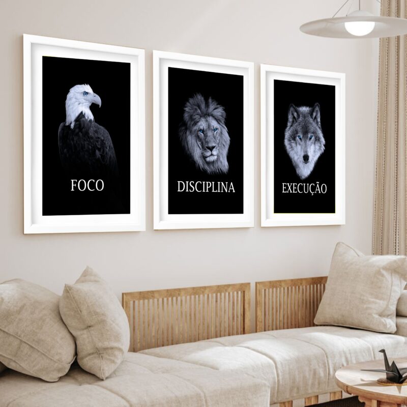 Kit 3 Quadros Grandes Foco Disciplina Execução 60x48cm - Image 2