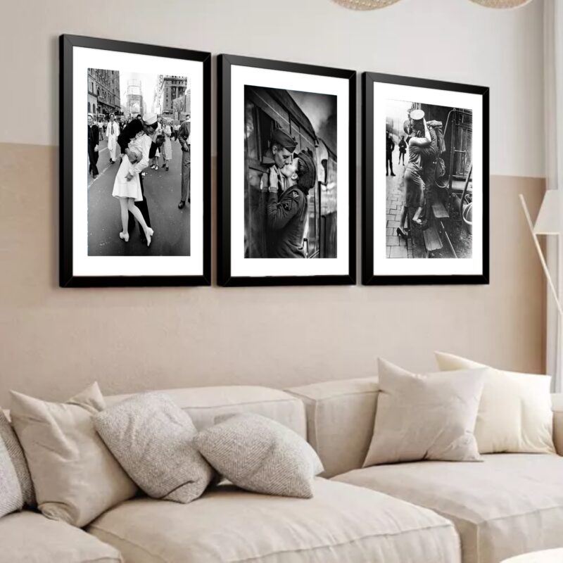 Kit 3 Quadros Grandes Fotografia O Beijo 60x48cm