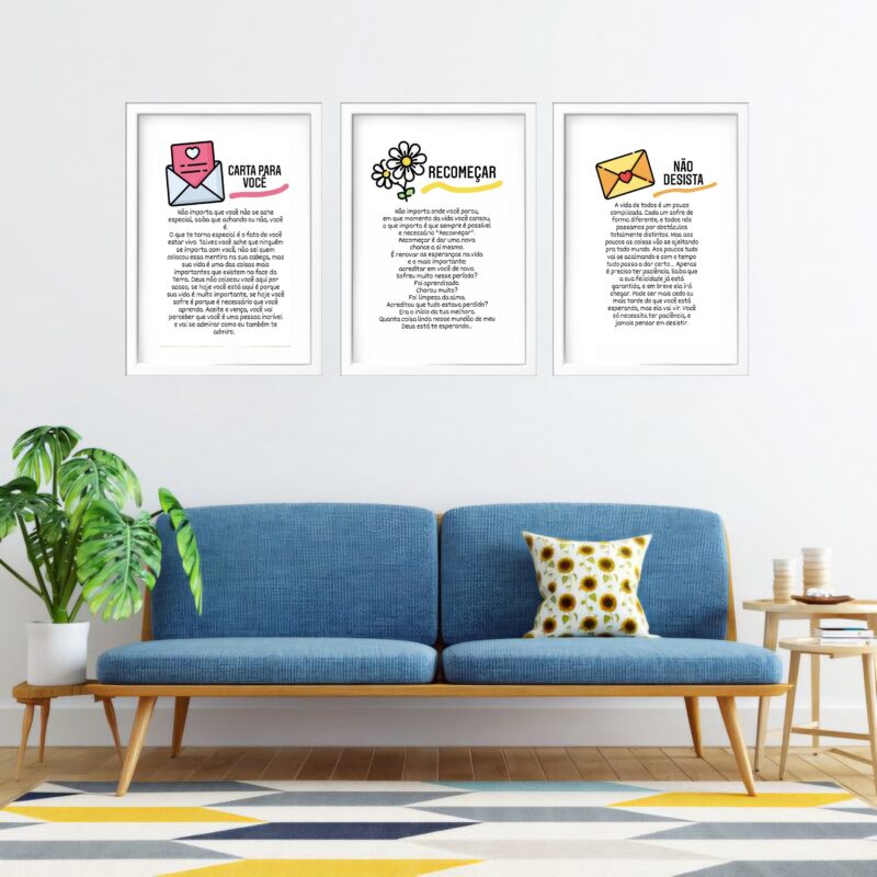Kit 3 Quadros Grandes Frases de Motivação 60x48cm - Image 2