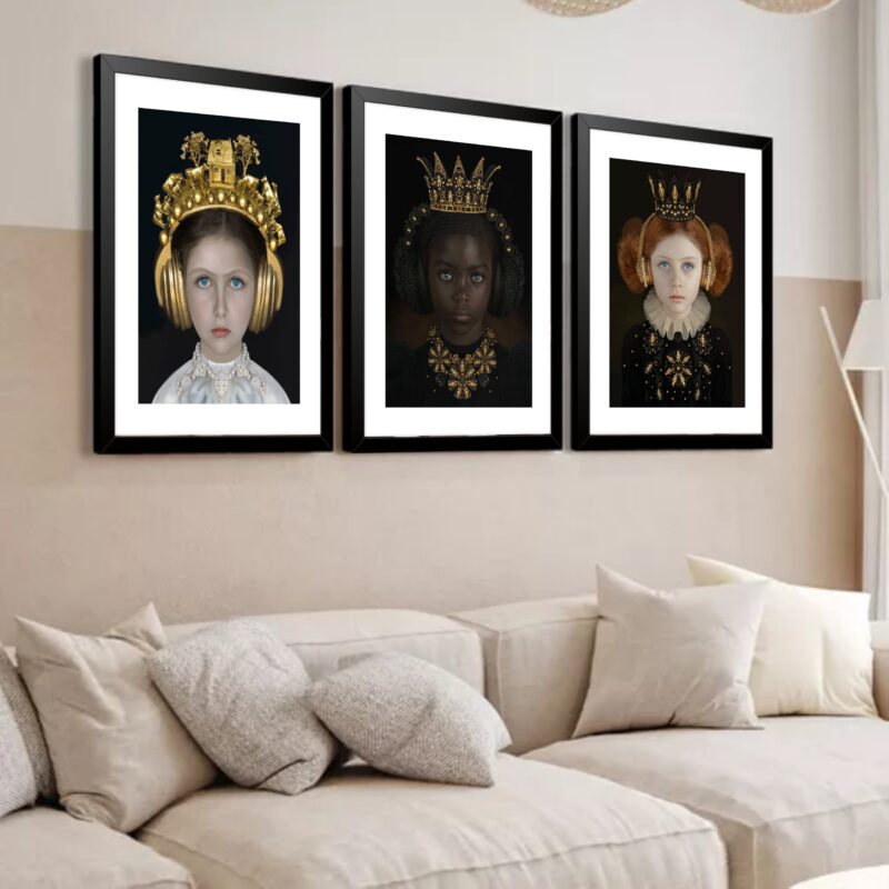 Kit 3 Quadros Grandes Garotinhas 60x48cm