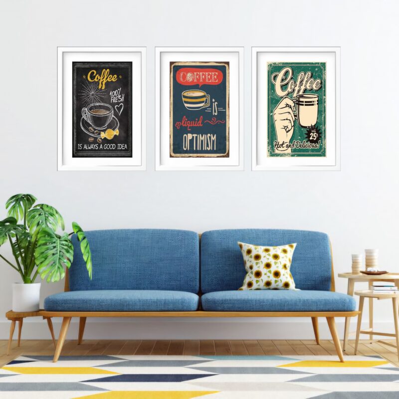 Kit 3 Quadros Grandes Hot Coffee Vintage 60x48cm - Image 2