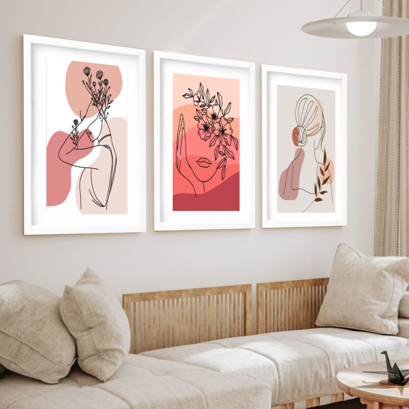 Kit 3 Quadros Grandes Mulheres Abstratos 60x48cm - Image 2