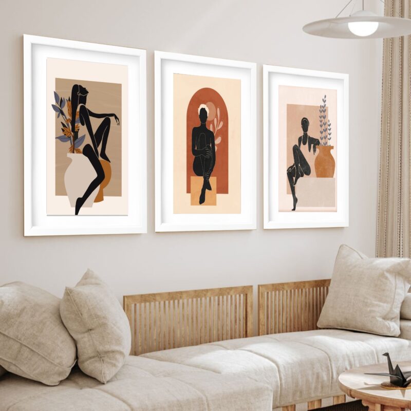 Kit 3 Quadros Grandes Mulheres Boho 60x48cm - Image 2