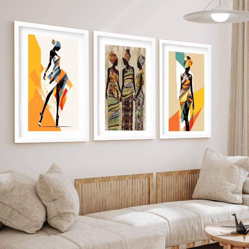 Kit 3 Quadros Grandes Mulheres Negras Street Art 60x48cm - Image 2