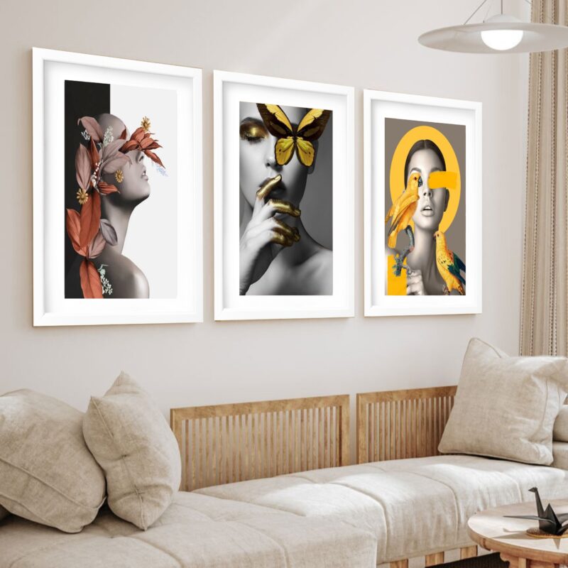 Kit 3 Quadros Grandes Mulheres Surrealismo 60x48cm - Image 2
