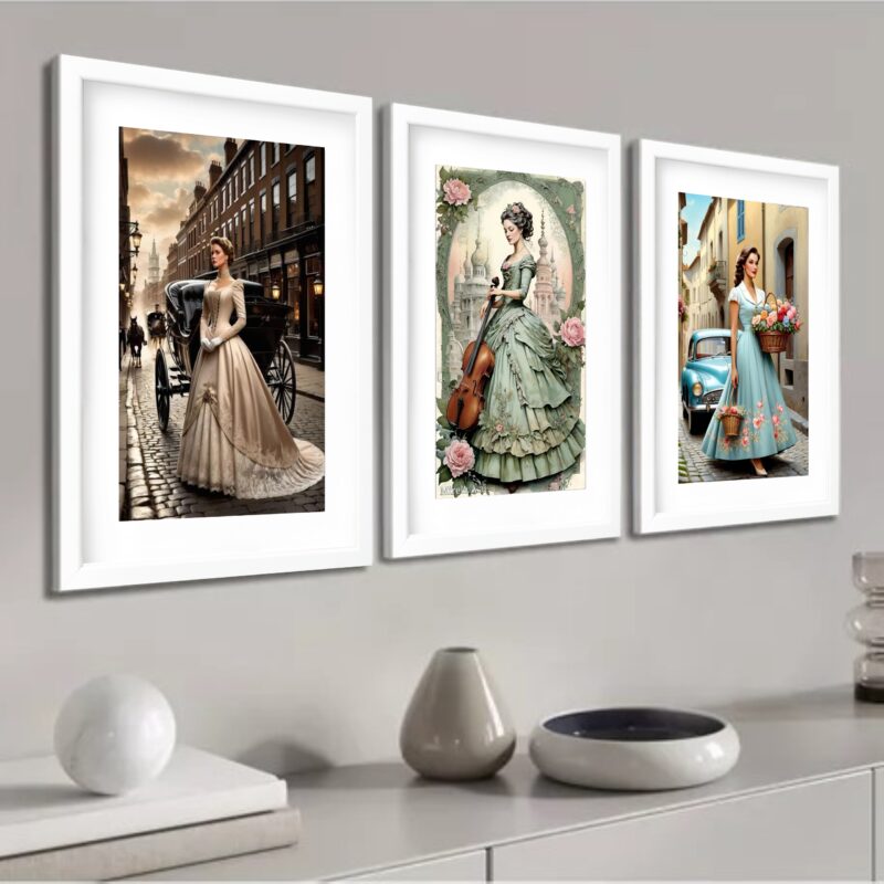 Kit 3 Quadros Grandes Mulheres Vintage 60x48cm - Image 2