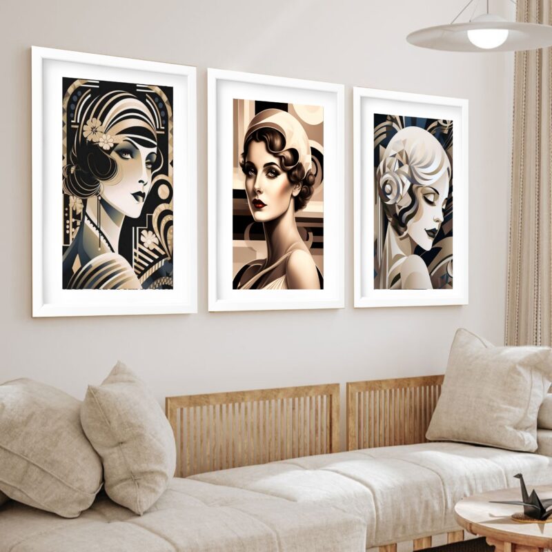 Kit 3 Quadros Grandes Mulheres Vintage 60x48cm - Image 2