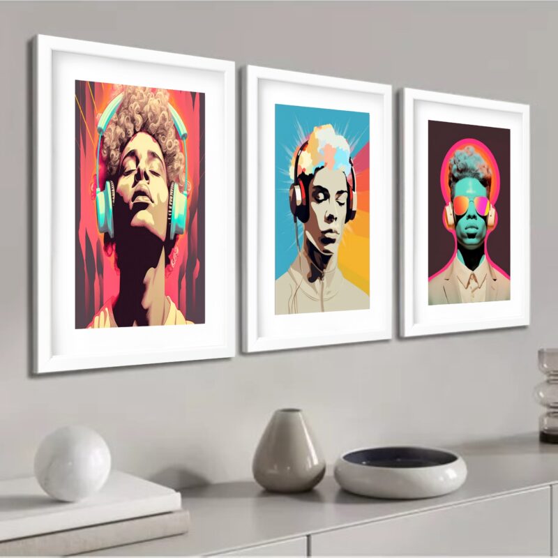 Kit 3 Quadros Grandes Music Art Pop 60x48cm - Image 2