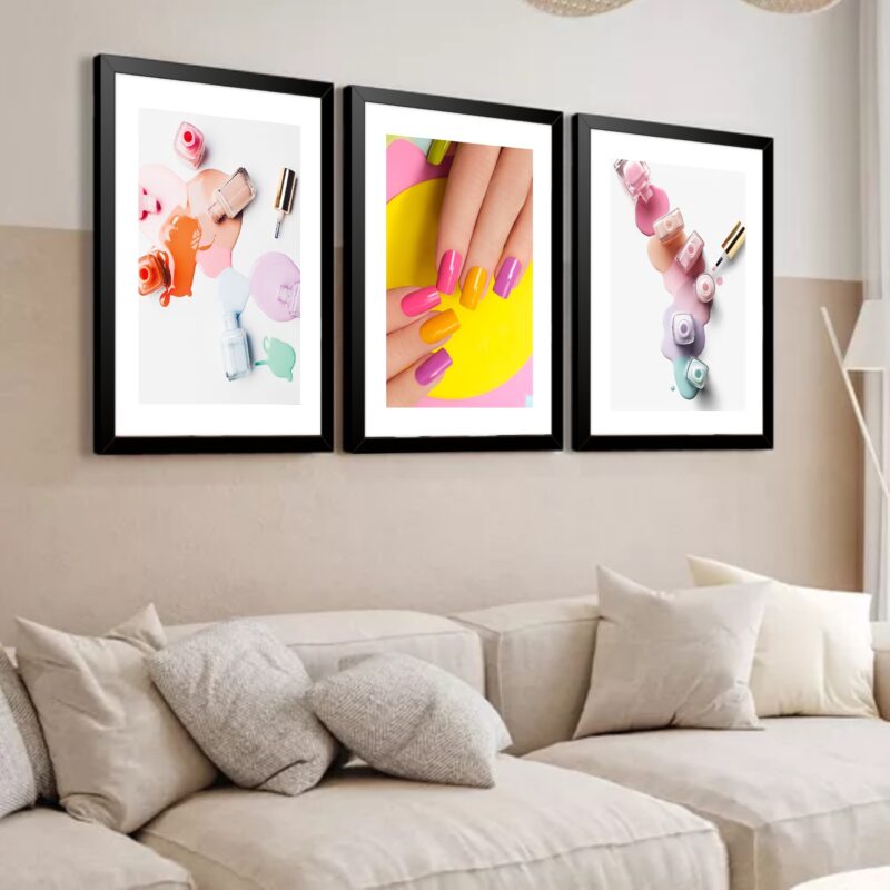 Kit 3 Quadros Grandes Nail Designer 60x48cm
