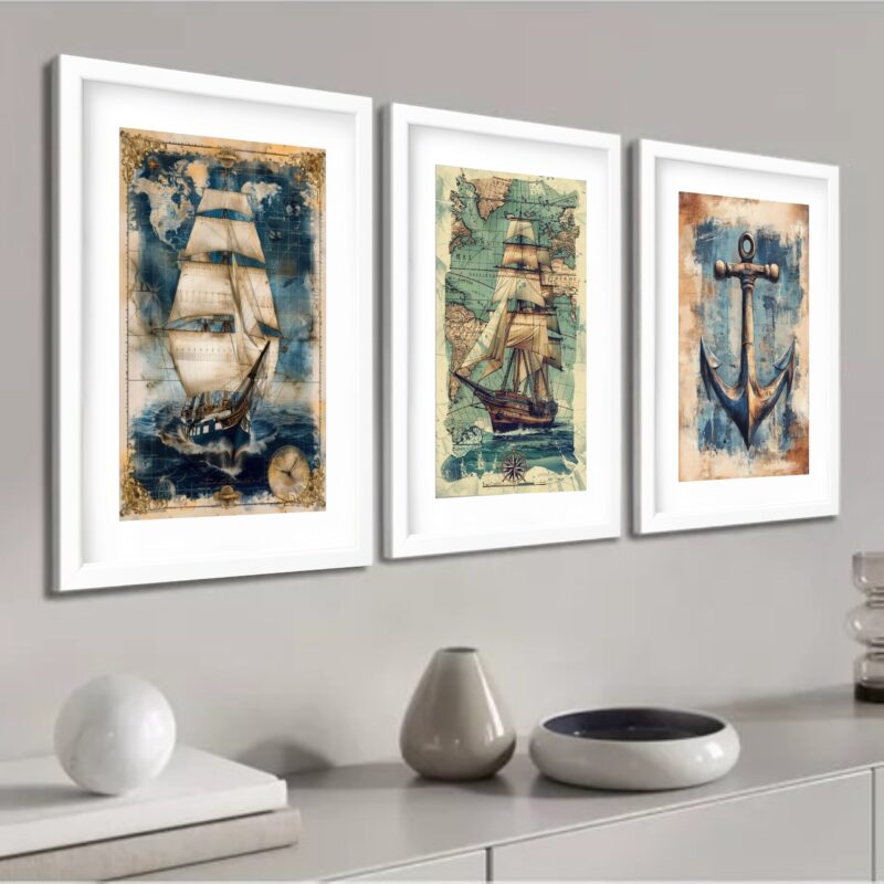 Kit 3 Quadros Grandes Naval 60x48cm - Image 2