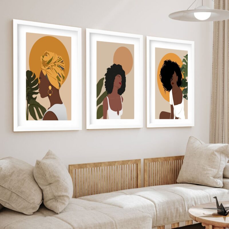 Kit 3 Quadros Grandes Negras Boho 60x48cm - Image 2