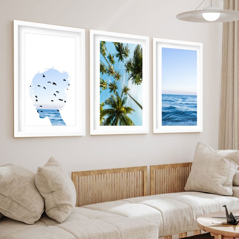 Kit 3 Quadros Grandes Praia Mar 60x48cm - Image 2