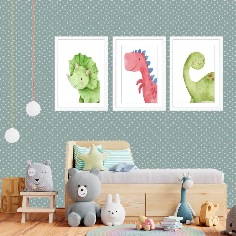 Kit 3 Quadros Grandes Quarto Infantil Baby Dino 60x48cm - Image 2