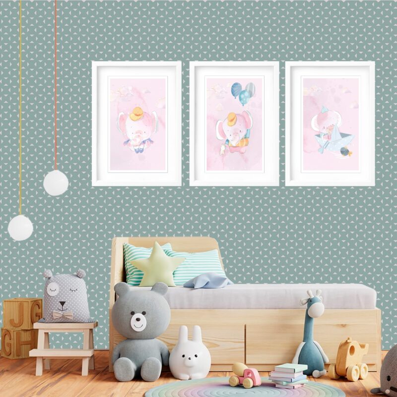 Kit 3 Quadros Grandes Quarto Infantil Baby Elefante 60x48cm - Image 2