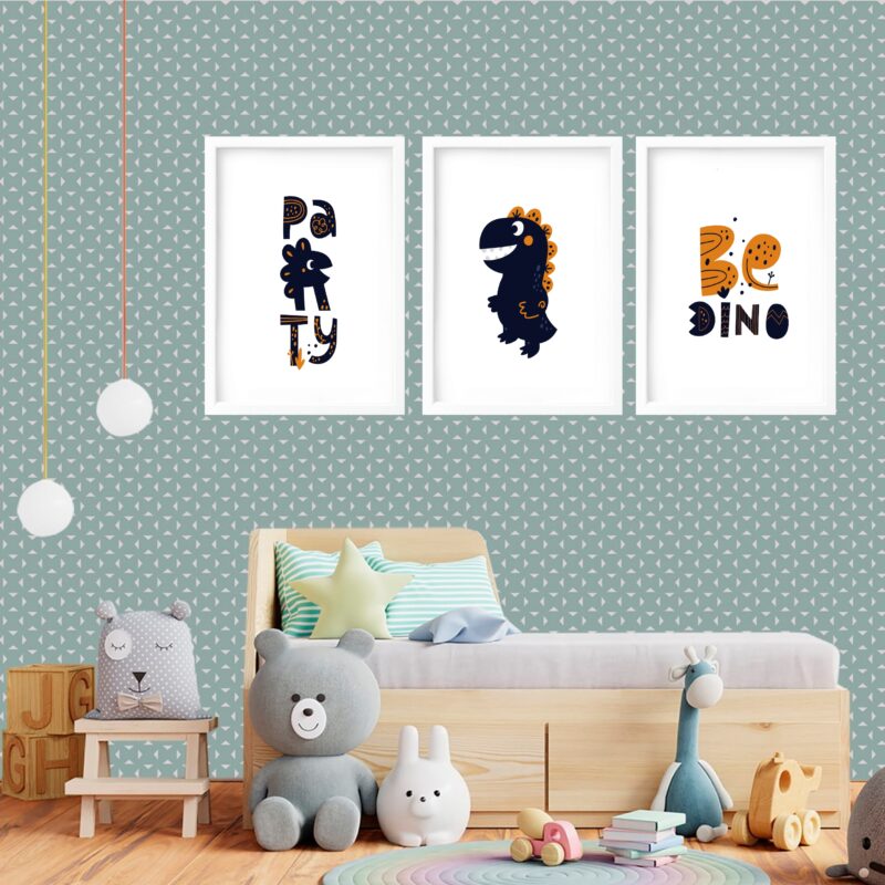 Kit 3 Quadros Grandes Quarto Infantil Be Dino Party 60x48cm - Image 2