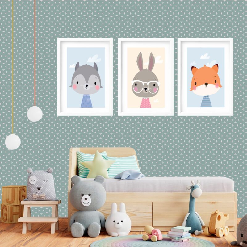 Kit 3 Quadros Grandes Quarto Infantil Bichinhos 60x48cm - Image 2