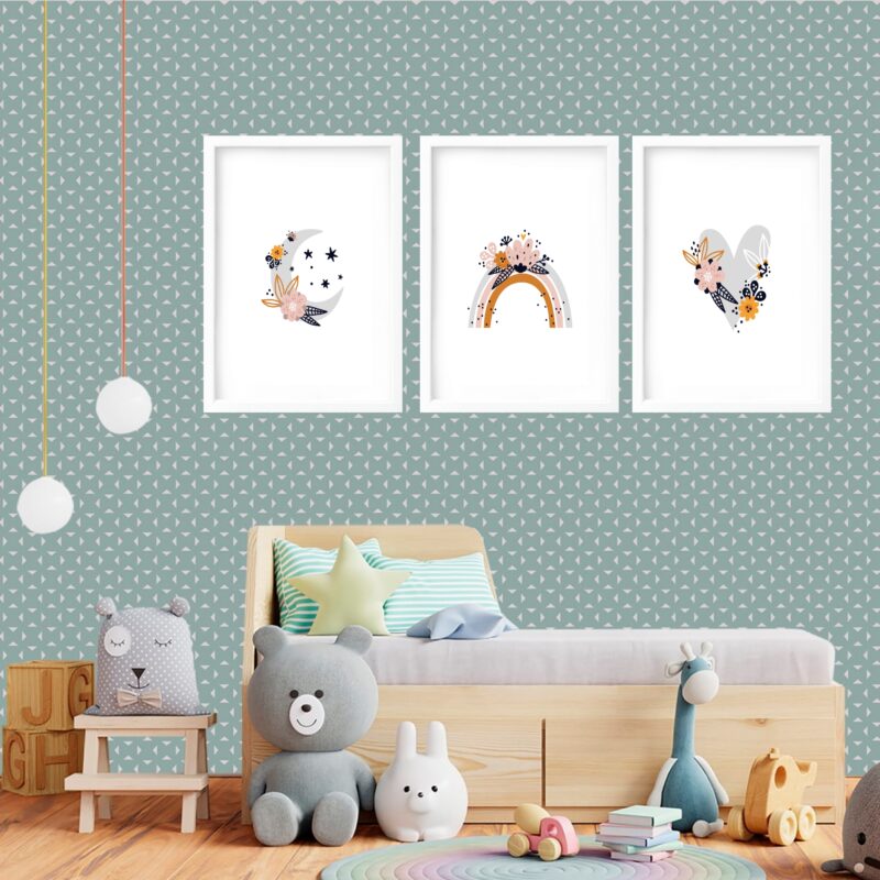 Kit 3 Quadros Grandes Quarto Infantil Flores 60x48cm - Image 2