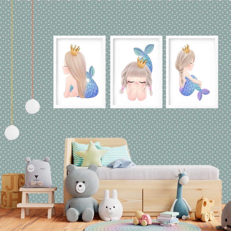 Kit 3 Quadros Grandes Quarto Infantil Sereinha 60x48cm - Image 2