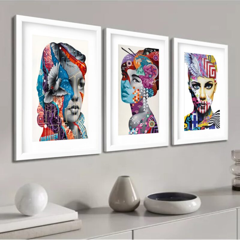 Kit 3 Quadros Grandes Surrealismo Mulheres 60x48cm - Image 2