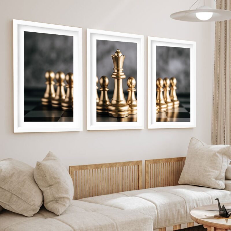 Kit 3 Quadros Grandes Tabuleiro Xadrez 60x48cm - Image 2