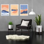 Kit 3 Quadros Paisagens Abstratas Montanhas Boho