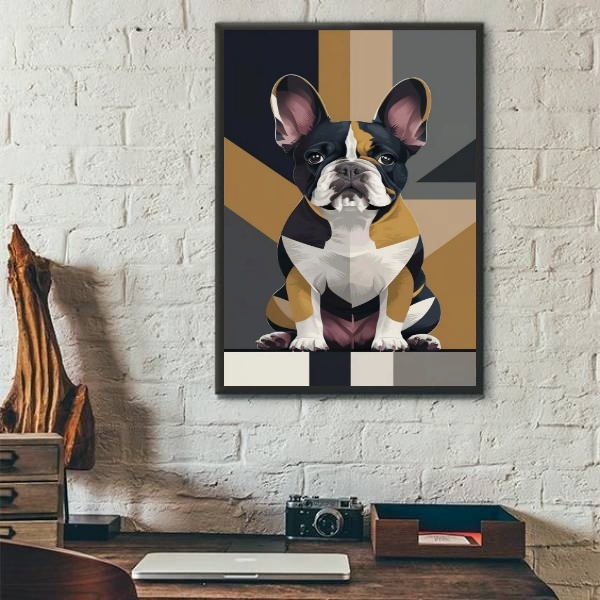 Quadro Arte Geométrica Bulldog Francês