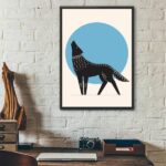 Quadro Decorativo Lobo Boho - Lua Azul