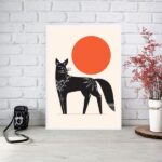 Quadro Decorativo Lobo Boho - Lua Vermelha