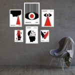 Composição 6 Quadros Artes Bauhaus Preto e Vermelho - Olhos