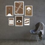Composição 6 Quadros Bauhaus Marrom e Branco